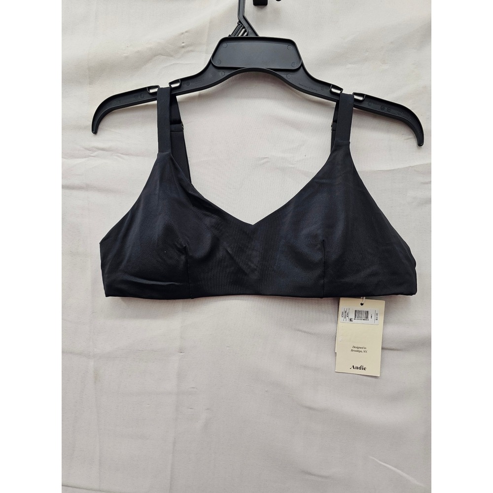 Andie for Target Womens V-Neck Bikini Swim Top Black Nylon Blend Size Medium
